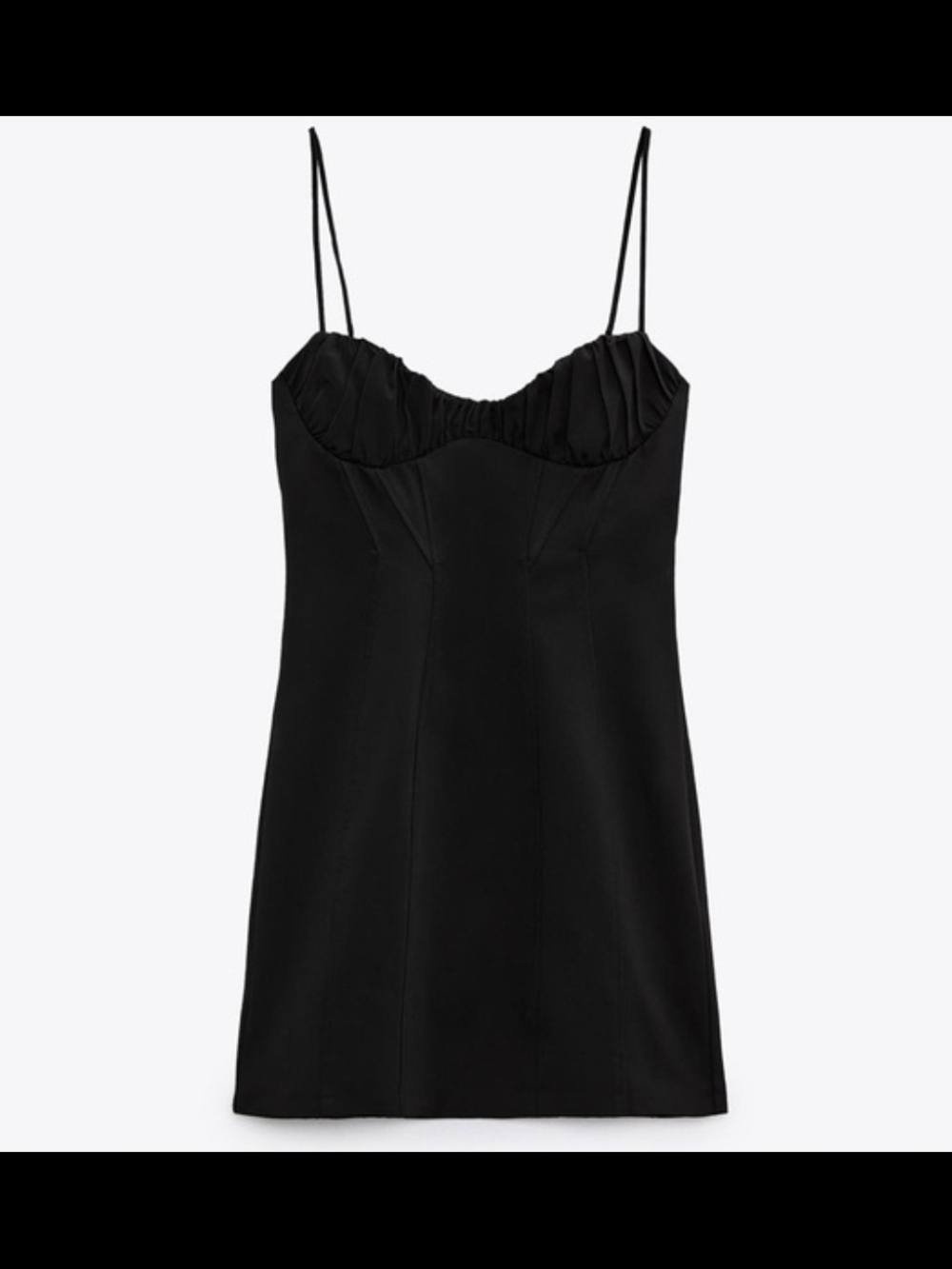 Zara Black Mini Slip Corset Dress with Ruched Bust
